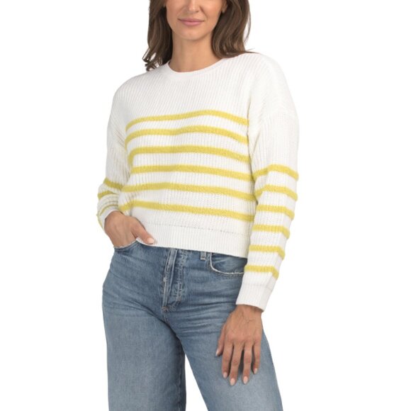 NIKKA K Winter White Striped Pullover Sweater - Picture 1 of 2